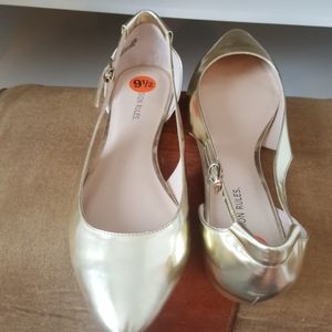 Gold Flats - Never worn - Leather Upper